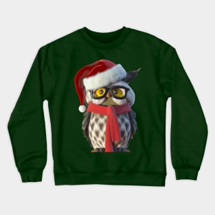 Christmas Owl Wearing Santa Costume and Red Scarf Vector Crewneck Sweatshirt